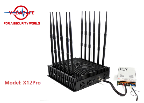 WiFi 2.4G GPS LOJACK Mobile Jammer Blocker 12 Bands 93W 80m Shielding
